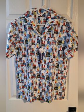 Fun Tropical Drinking Golf Shirt! Men's Medium